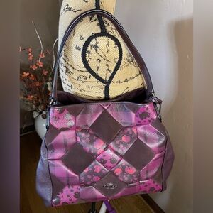 Coach Purple & Pink Limited Edition Edie patchwork Leather Shoulder Bag